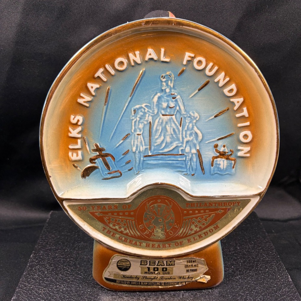 Jim Beam Elks National Foundation 50th Anniversary Regal China Decanter 1977